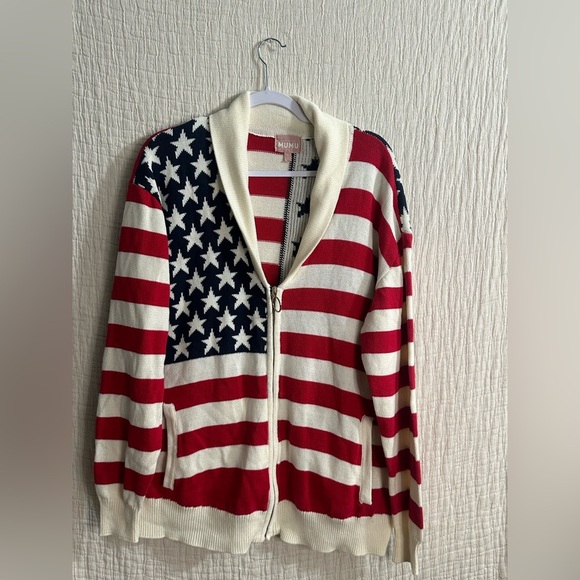 Show Me Your MuMu Stars and Stripes Cardigan - Red, White, Blue Sz Large - Picture 3 of 6
